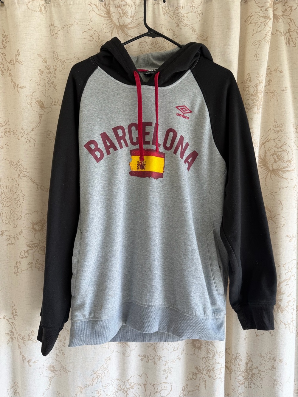 Umbro Barcelona Grey & Black Hooded Sweatshirt / Hoodie